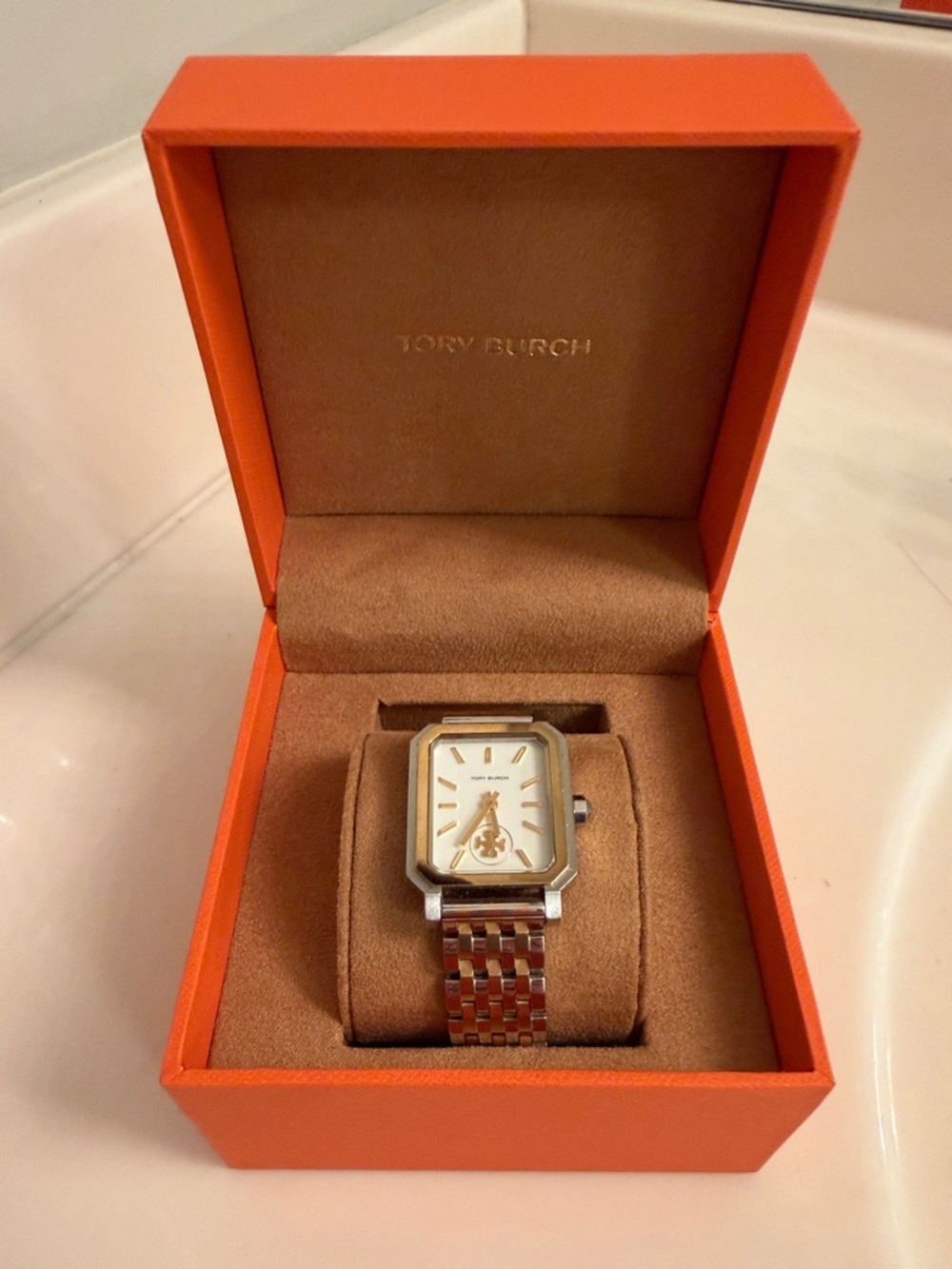 Tory Burch Two-Tone Square Face Watch - Gold & Silver